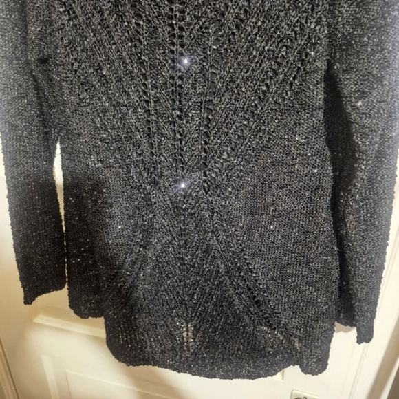 Papillon Blanc Sparkling Black V-Neck Sweater - Picture 5 of 6